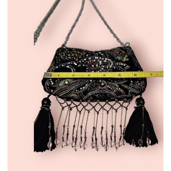 VTG Mary Frances Rhinestone Beaded EMBROIDERED Floral Evening Bag Clutch Purse - Picture 11 of 13